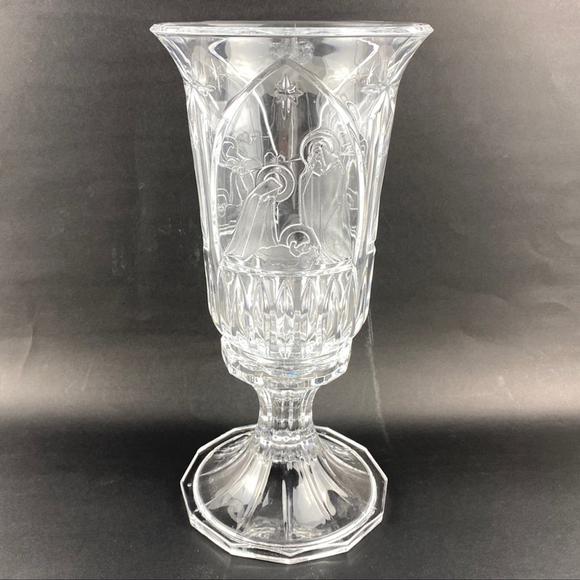 Nativity Scene Hurricane Candle Lamp Glass / Crystal by St George - Picture 3 of 8